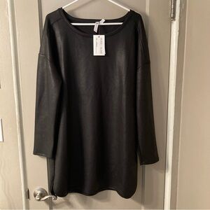 NWT Cable & Gauge Black Faux Leather Top
